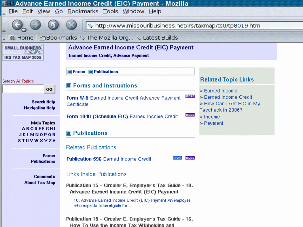 screenshot of IRS Tax Map